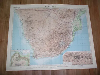 1956 Vintage Map Of South Africa Cape Town Johannesburg Namibia Rhodesia • £24.26