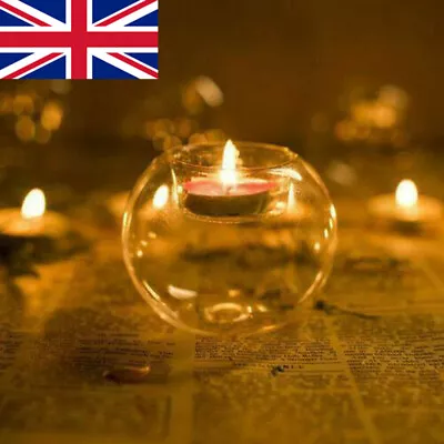 £12.34 • Buy Set Of 6X Glass Tea Candle Holders Round Tea Light Holder Wedding Tealight 8CM 