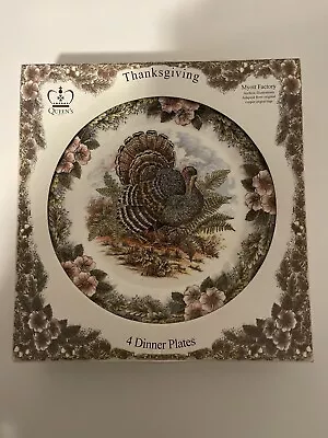 NEW Queen's Thanksgiving 10  Dinner Plates Myott Factory Columbia Box Set Of 4 • $49.99