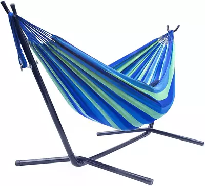 2-Person Stylish Hammock With Steel Stand- Premium Cotton Blend 60  Large Hammoc • $131.45