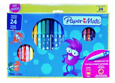 Pack Of 24 Papermate Colouring Felt Tip Pens Assorted Colours • £4.95