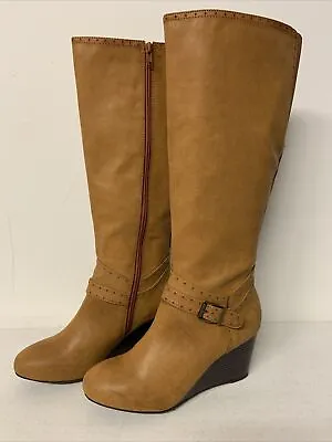 Mia Womens Claretta Tan Heels Knee-High Boots Shoes 8.5 Medium NIB • $12