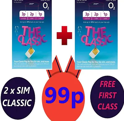 O2 Sim Card New Sealed Classic 99p Pay As You Go 02 MINI MICRO NANO NEW TARIFF • £0.99