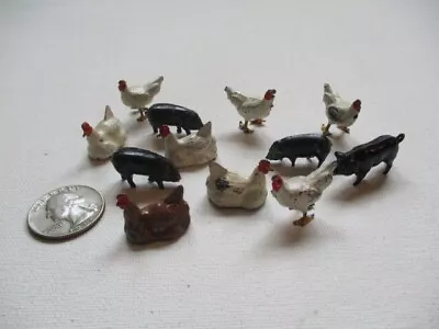 Lot Of 12 Vintage Lead Painted Metal Pigs & Chickens Made In England • $24.99