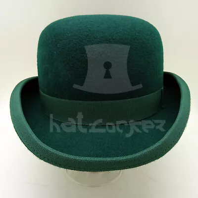 CLASSIC Wool Felt Men Hard Bowler Hat Billycock Women Derby Round | 57cm | Green • $66