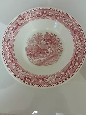 Vintage Royal (USA) Ironstone Memory Lane Vegetable Serving Bowl Pink Red • $13