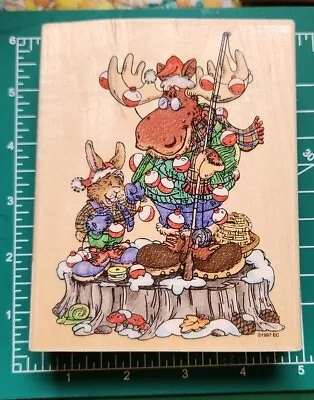 Stampendous Rubber Stamp Moose Creek. Deco Your Life   Christmas Fishing  NEW B9 • $16.99