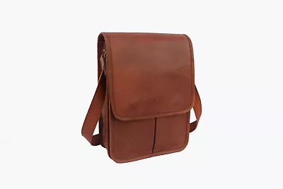 12  Goat Leather Messenger Bag A4 Docs Laptop Satchel School CrossBody Shoulder • $54.99