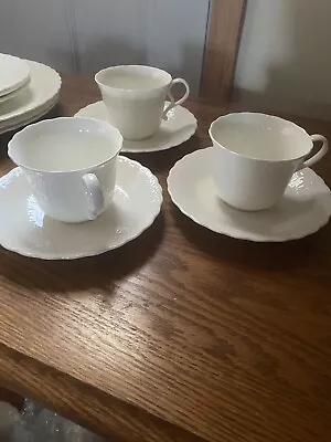 Mikasa A7050 White Silk Bone China 3 Cups And  3 Saucers Free Ship • $37