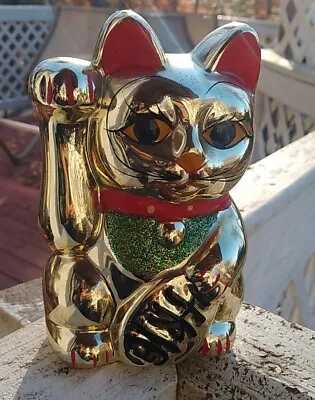 Maneki Neko Japanese Beckoning Cat Ornament Cat Bank /Chokin-bako  Ceramic  • $15