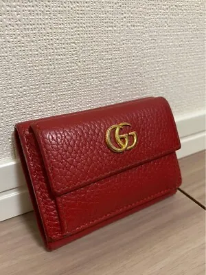 GUCCI Purse Wallet Gg Marmont Red Used JP • $139