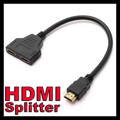 HDMI Splitter 1 In 2 Out Cable Adapter Converter 1080P Multi Display Duplicator • $6.95