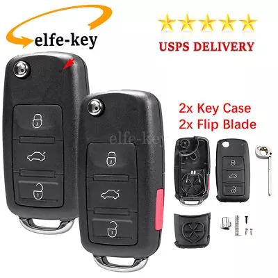 2 Car 4Button Flip Remote Key Shell Case For Volkswagen Golf MK6 Polo Seat Skoda • $14.89