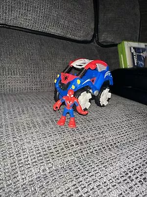 Hasbro Spiderman Super Hero Pull Back Toy Buggy Stunt Car  Vehicle Plus Figure • £6.99