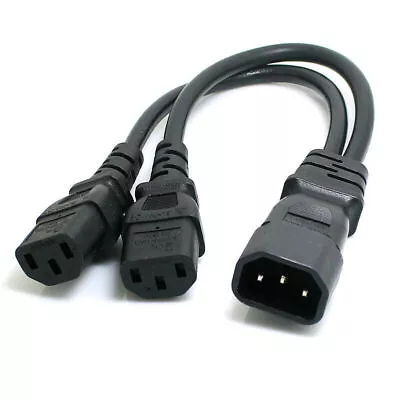 Single C14 To Dual C13 5-13R Short Power Y Type Splitter Adapter Cable Cord 250V • $8.99