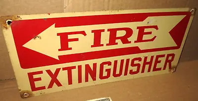 FIRE EXTINGUISHER - Arrow Points  OLD VINTAGE - Used Tin INDUSTRIAL FACTORY SIGN • $31.99