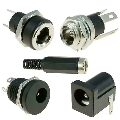 DC POWER JACK PLUG PANEL SOCKET MALE FEMALE CONNECTOR ADAPTER 1.3/2.1/2.5x5.5MM • £3.23