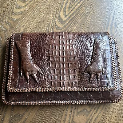 Vintage Genuine Alligator Wallet Purse Clutch Brown Leather • $29