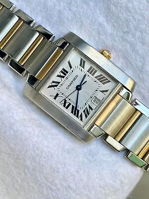 Cartier Tank Francaise 2302 Large 18k Yellow Gold/Steel 28x32mm Automatic Watch • $2908