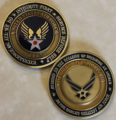 Air Force Airman Award Aim High - Fly Fight Win Challenge Coin / USAF / Version3 • $14.95