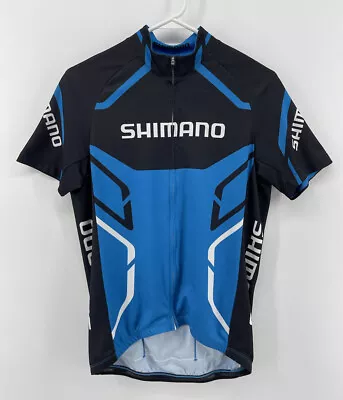 $22.79 • Buy Shimano Full Zip Cycling Shirt Jersey Mens Sz Small Black Blue Pockets Fast Ship