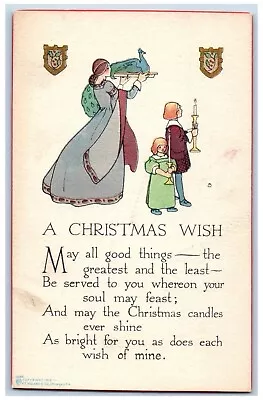 Volland Artist Signed Postcard Christmas Children With Candles Arts Crafts C1910 • $29.95