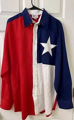 Vintage Texas Flag Rodeo Button Down Shirt Nardis Western Cowboy Shirt- Men’s L • $21.99