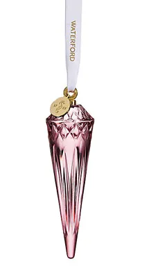 $89 • Buy New In Box Waterford 2021 Lismore Cranberry Icicle Crystal Ornament #1061172
