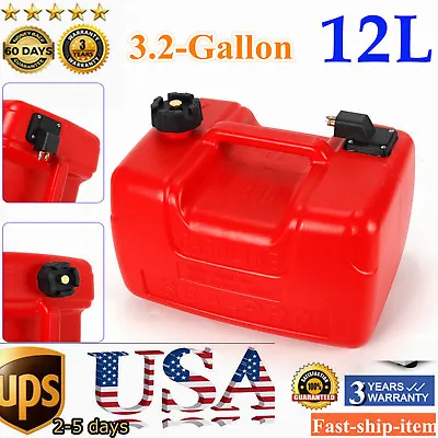 $50.37 • Buy 3.2 Gallon Boat Fuel Tank 12L Low Profile Red Plastic Outboard Motor Gas Tank US