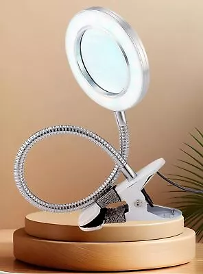 Magnifying Glass With Light Clip-On Table Lamp With Glass Magnifier And Adjus... • $27.91