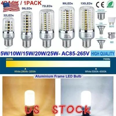 LED Corn Light Bulb Spotlight E27 E14 E12 B22 GU10 25W 20W 15W 10W 5W SMD5736 US • $8.09