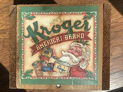 Vintage Kroger Wood Crate America's Brand Grocery Bakery Santa Claus Christmas • $75