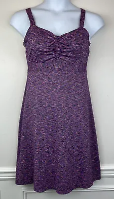 $24.99 • Buy Prana Amaya Dress Purple Space Dye Racerback A-Line Stretch Knit No Pads Size L