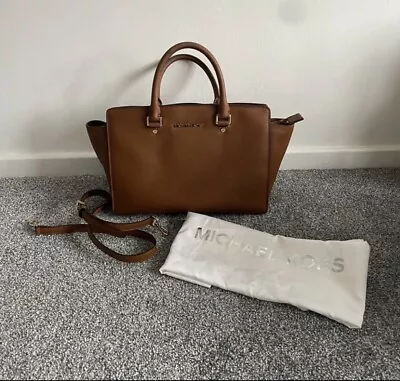 Michael Kors Selma Leather Satchel Bag Brown/Tan • £55