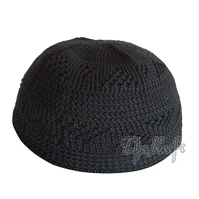 Black Interwoven Desing Stretchable 100% Lightweight Nylon Kufi Skull Cap • $10.29