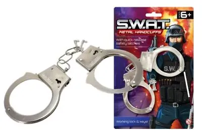 £2.98 • Buy Kids Toy Metal Handcuffs Hand Cuffs Police Fancy Dress Children Pretend Play New