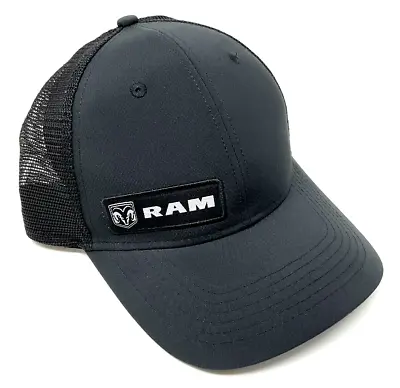 Dodge Ram Logo Solid Black Mesh Trucker Adjustable Curved Bill Snapback Hat Cap • $18.95