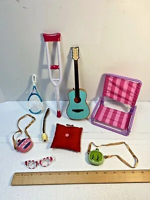 18  Doll Accessory Lot: Guitar Crutch Camping Gear Chair Pillow Glasses + • $14.99