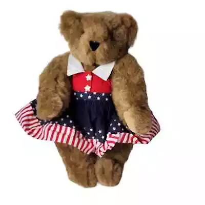 Vermont Jointed Teddy Bear All American Mom Patriotic Red White Blue Dress • $24.99