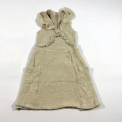 Moth (Anthropologie) Biege Croquette Ruffle Trim Linen Wool Sweater Dress Sz S • $45.95