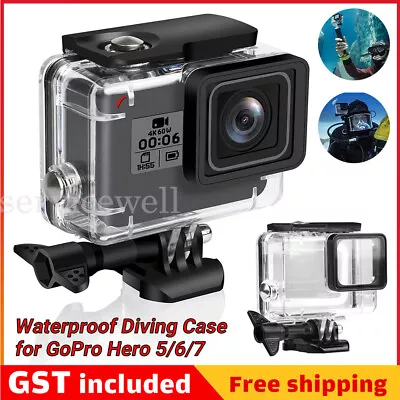 Black Camera Accessories 45m Diving Waterproof Housing Case For GoPro Hero 5 6 7 • $16.55