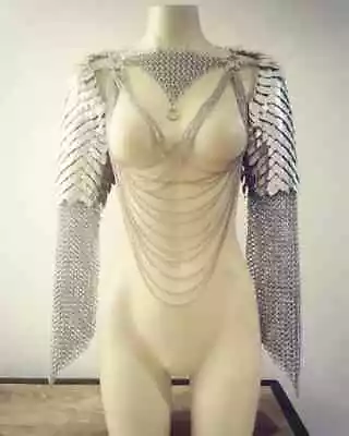 Medieval Scalemail Chainmail Shoulder Pauldrons Metal Festival Armour • $253