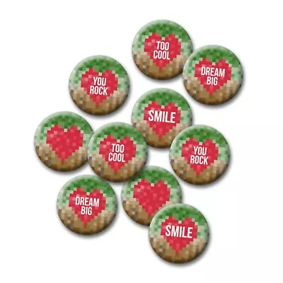 25 Pixel Mine Game Buttons - Valentine's Day 1.5  Classroom Party Favors Heart • $19.95