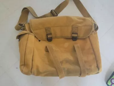 1940 Original U.S. WWII Musette Olive Green Canvas Field Bag Bleach W Hole • $34