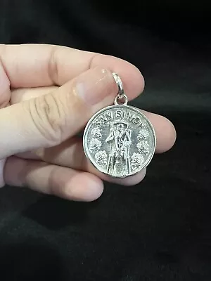 925 Sterling Silver Men's Guatemala SAN SIMON Indigenous Saint Medal Pendant • $45