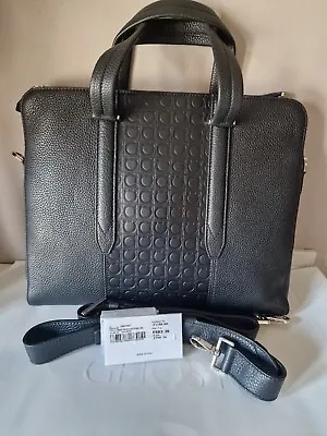 £1180 Salvatore Ferragamo - Men Leather Gancini Logo Panel Briefcase/laptop Bag • £550