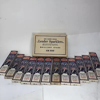 Vintage Leader Sparklers 12 Empty Boxes Acme 4th Of July Patriotic W/ OG Box • $149.95