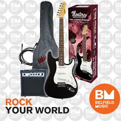 $179 • Buy Monterey MGS-14 Electric Guitar Pack Black W/ Amplifier Gigbag & Accessories