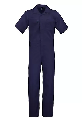 Men’s Work Coverall Short Sleeve Snap-Zip Front Elastic Waist Mechanic Jumpsuit • $29.95