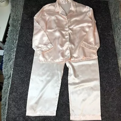 Oscar De La Renta Size Small Vintage Pink Label Satin Pajamas Pink • $23.50